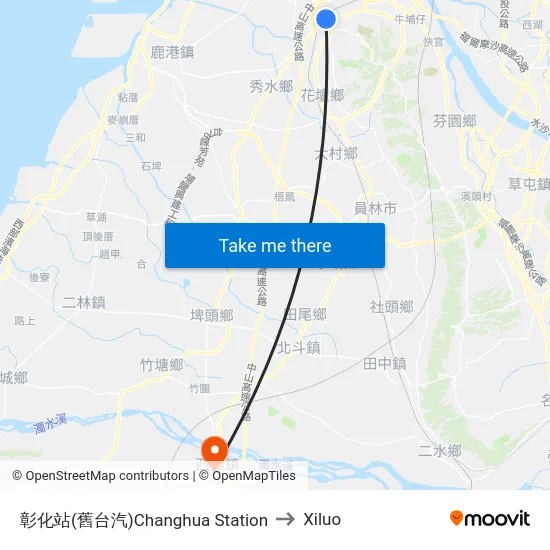 彰化站(舊台汽)Changhua Station to Xiluo map