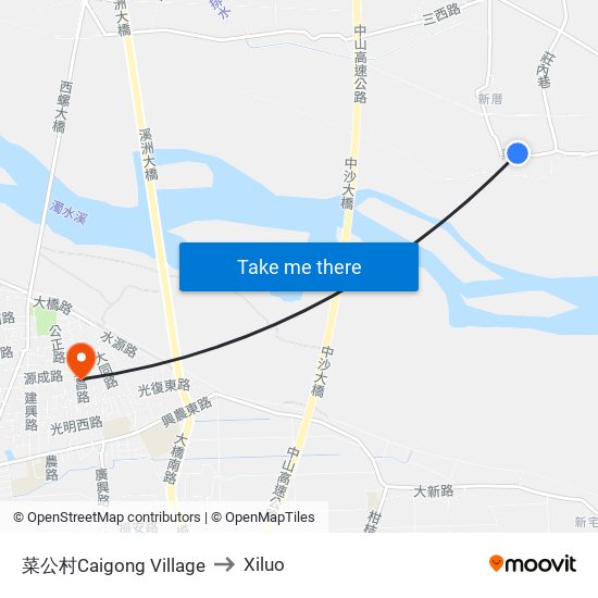 菜公村Caigong Village to Xiluo map