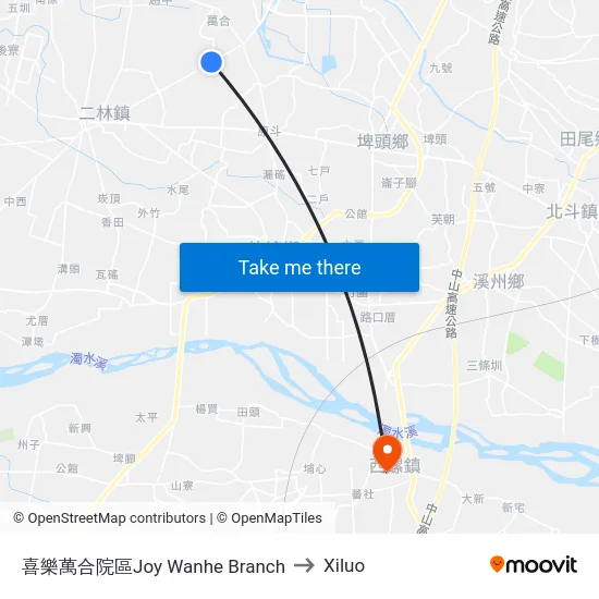 喜樂萬合院區Joy Wanhe Branch to Xiluo map