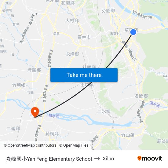 炎峰國小Yan Feng Elementary School to Xiluo map