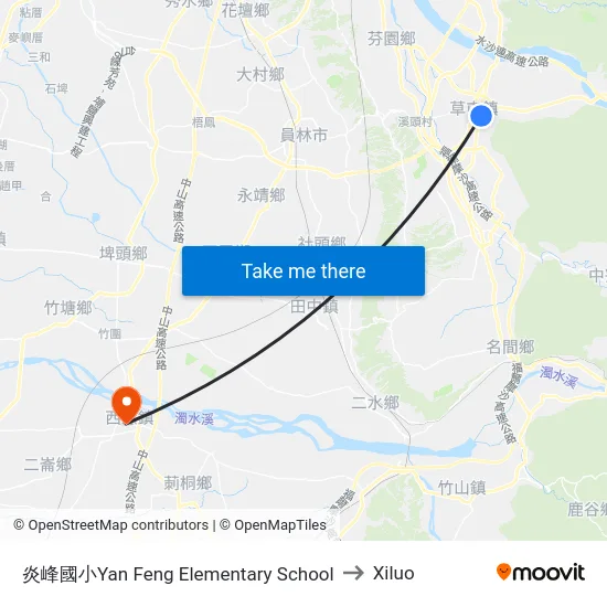 炎峰國小Yan Feng Elementary School to Xiluo map