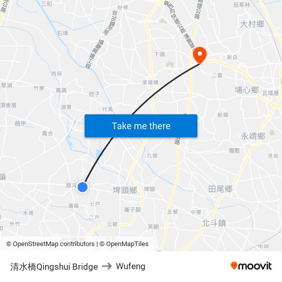 清水橋Qingshui Bridge to Wufeng map