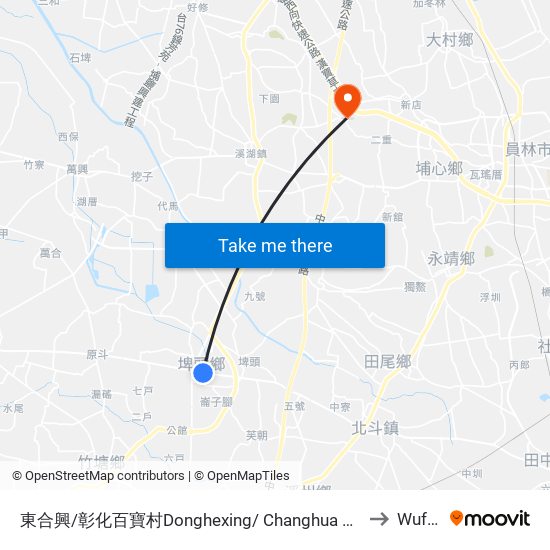 東合興/彰化百寶村Donghexing/ Changhua Souvenir Center to Wufeng map