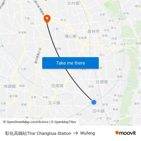 彰化高鐵站Thsr Changhua  Station to Wufeng map