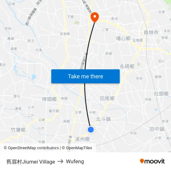 舊眉村Jiumei Village to Wufeng map