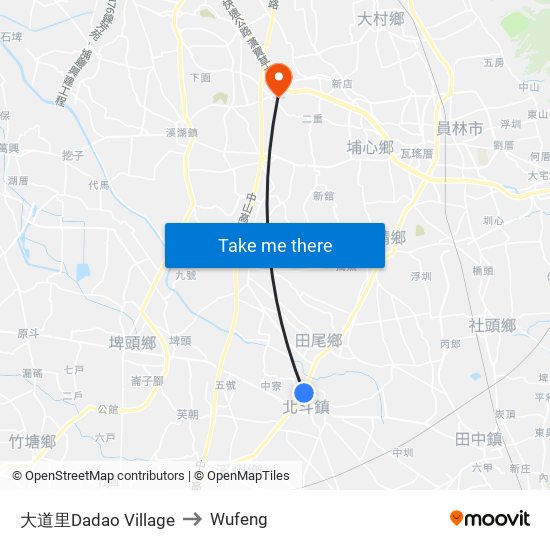 大道里Dadao Village to Wufeng map