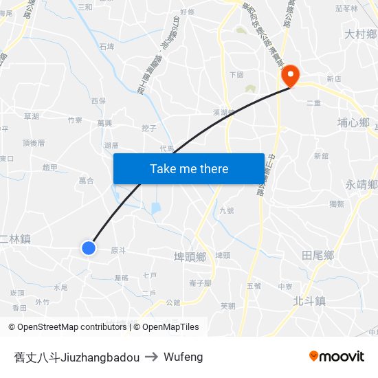 舊丈八斗Jiuzhangbadou to Wufeng map