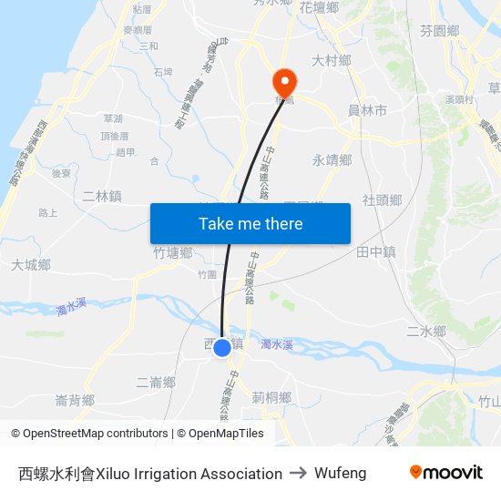 西螺水利會Xiluo Irrigation Association to Wufeng map