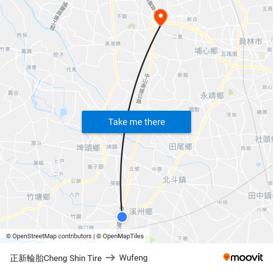 正新輪胎Cheng Shin Tire to Wufeng map