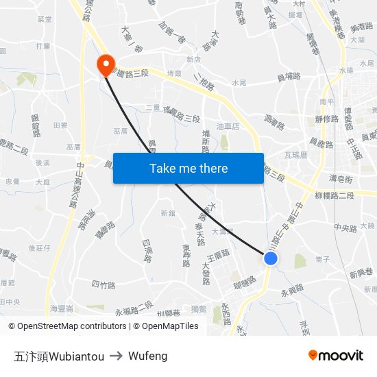 五汴頭Wubiantou to Wufeng map