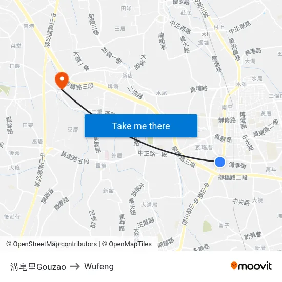 Gouzao to Wufeng map