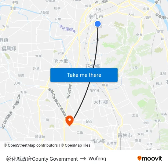 County Government to Wufeng map