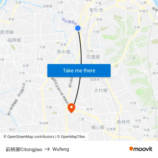 Citongjiao to Wufeng map