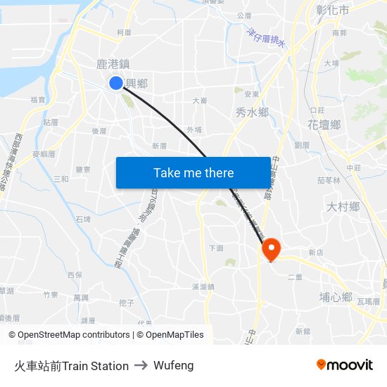 火車站前Train Station to Wufeng map