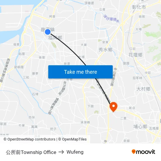 Township Office to Wufeng map