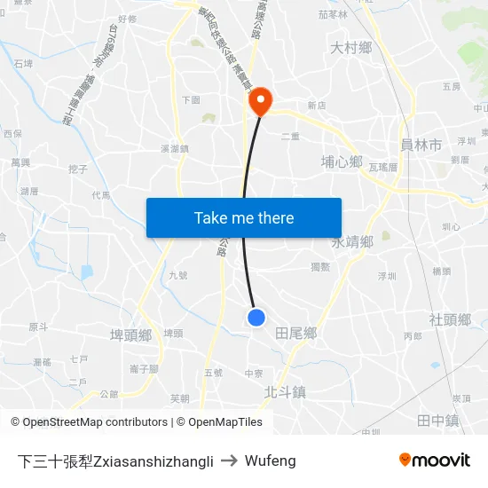 下三十張犁Zxiasanshizhangli to Wufeng map