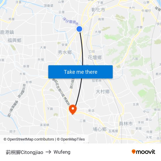莿桐腳Citongjiao to Wufeng map