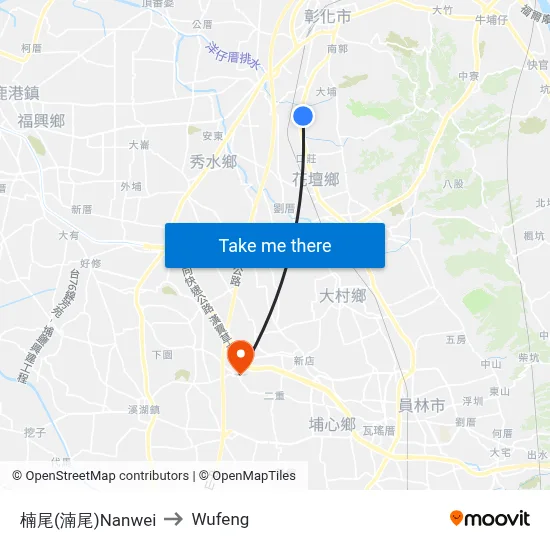 Nanwei to Wufeng map