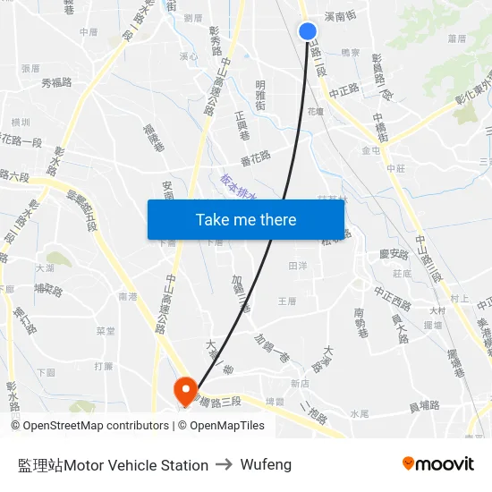 Motor Vehicle Station to Wufeng map