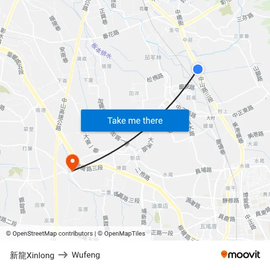 Xinlong to Wufeng map