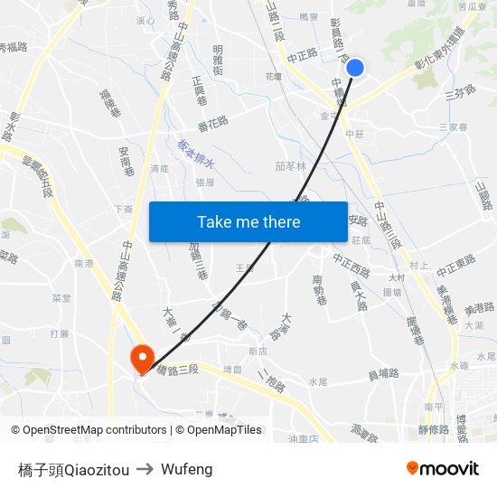 橋子頭Qiaozitou to Wufeng map