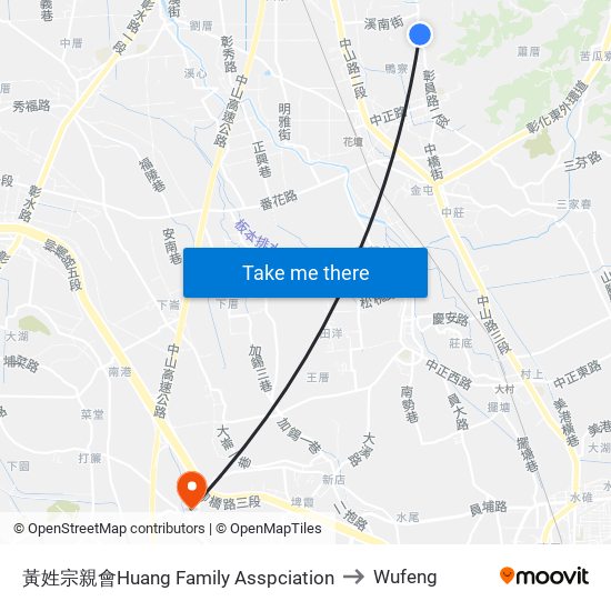黃姓宗親會Huang Family Asspciation to Wufeng map