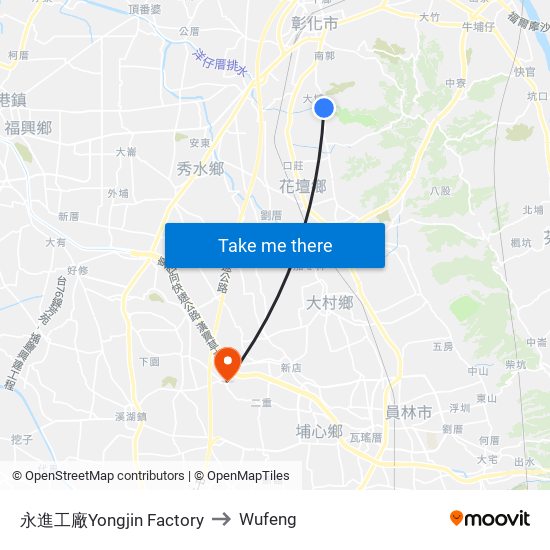 永進工廠Yongjin Factory to Wufeng map