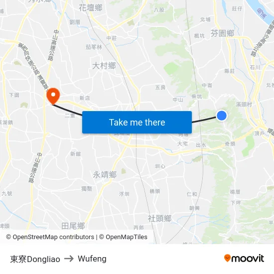 東寮Dongliao to Wufeng map