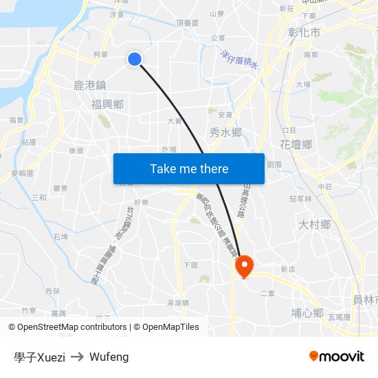 學子Xuezi to Wufeng map