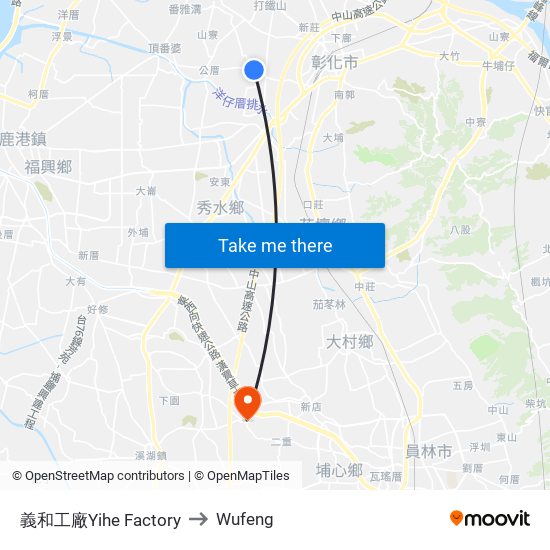 義和工廠Yihe Factory to Wufeng map