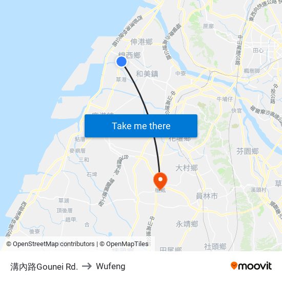 溝內路Gounei Rd. to Wufeng map