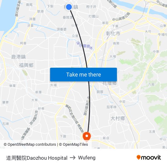 道周醫院Daozhou Hospital to Wufeng map