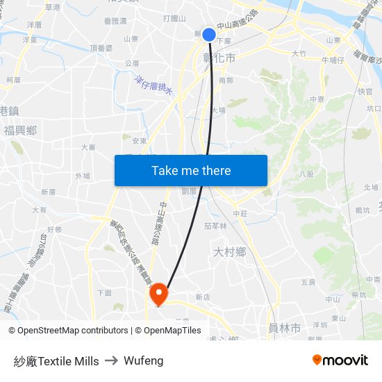 紗廠Textile Mills to Wufeng map