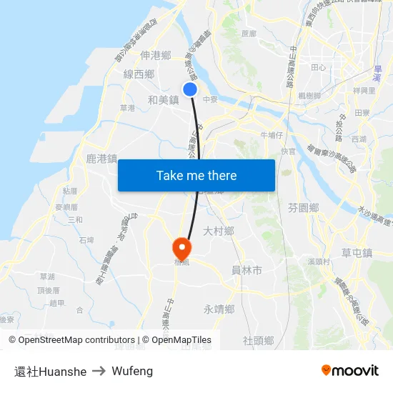 還社Huanshe to Wufeng map