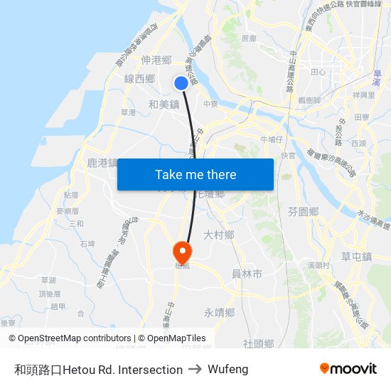 和頭路口Hetou Rd. Intersection to Wufeng map