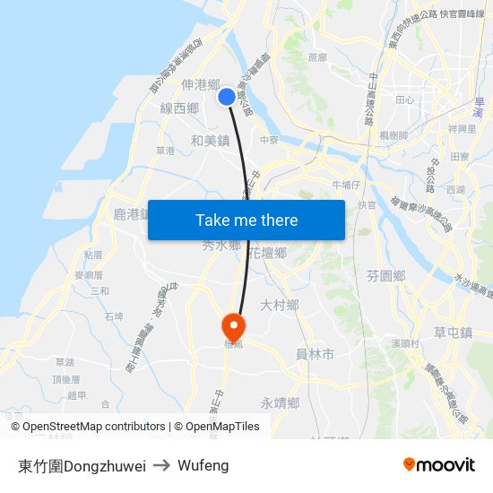 東竹圍Dongzhuwei to Wufeng map