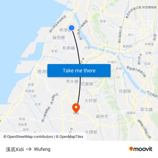 溪底Xidi to Wufeng map