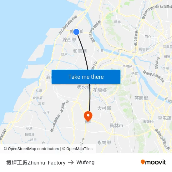振輝工廠Zhenhui Factory to Wufeng map