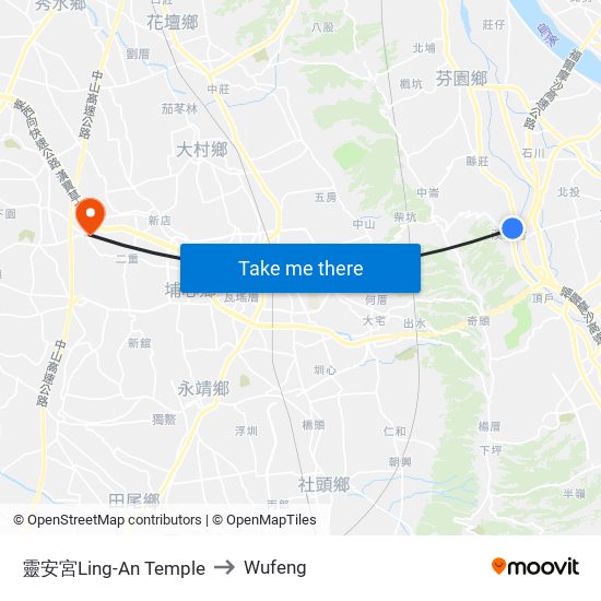 靈安宮Ling-An Temple to Wufeng map