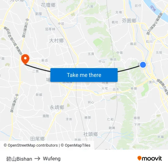 碧山Bishan to Wufeng map