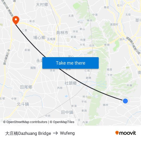 大庄橋Dazhuang Bridge to Wufeng map