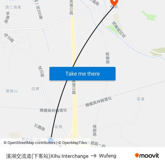 溪湖交流道(下客站)Xihu Interchange to Wufeng map