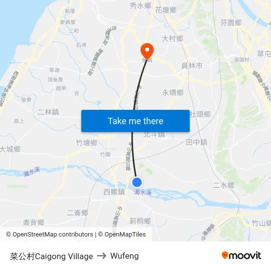 菜公村Caigong Village to Wufeng map
