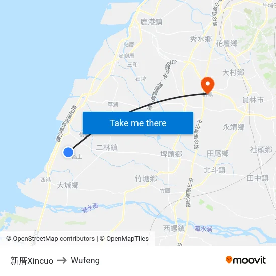Xincuo to Wufeng map