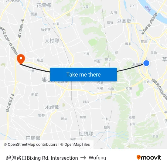 Bixing Rd. Intersection to Wufeng map