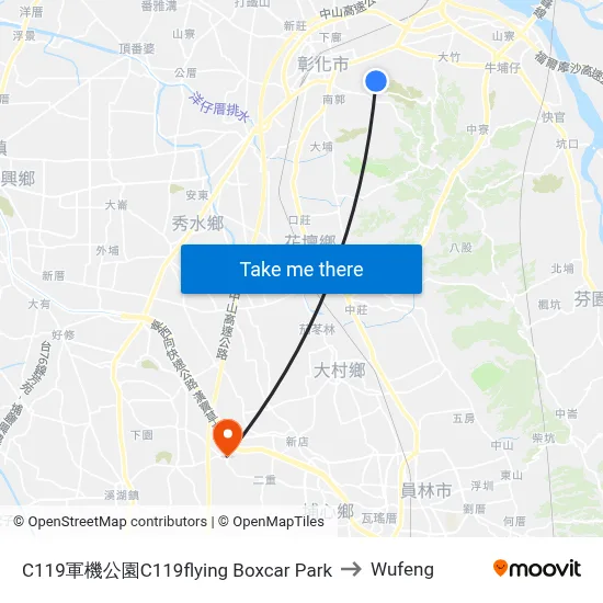 C119 Flying Boxcar Park to Wufeng map