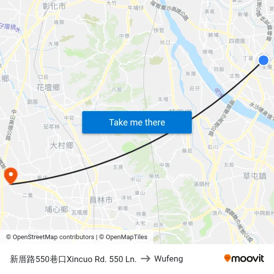 Xincuo Road Lane 550 to Wufeng map