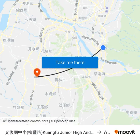 光復國中小(柳豐路)Kuangfu Junior High And Elementary School(Liufong Rd.) to Wufeng map