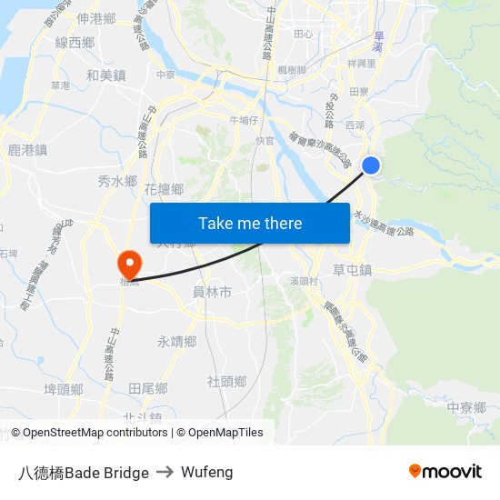八德橋Bade Bridge to Wufeng map