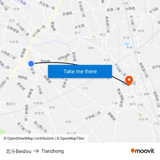 北斗Beidou to Tianzhong map